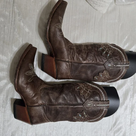 TONY LAMA WOMEN'S CHOCOLATE RANCHO SNIP TOE WESTERN BOOTS Size 8 EUC! - Picture 12 of 12
